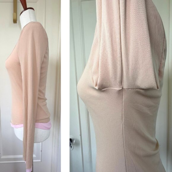 INTIMATELY BY FREE PEOPLE Beige & Pink Double Take Long-Sleeve Nylon Top Size M - Picture 6 of 13